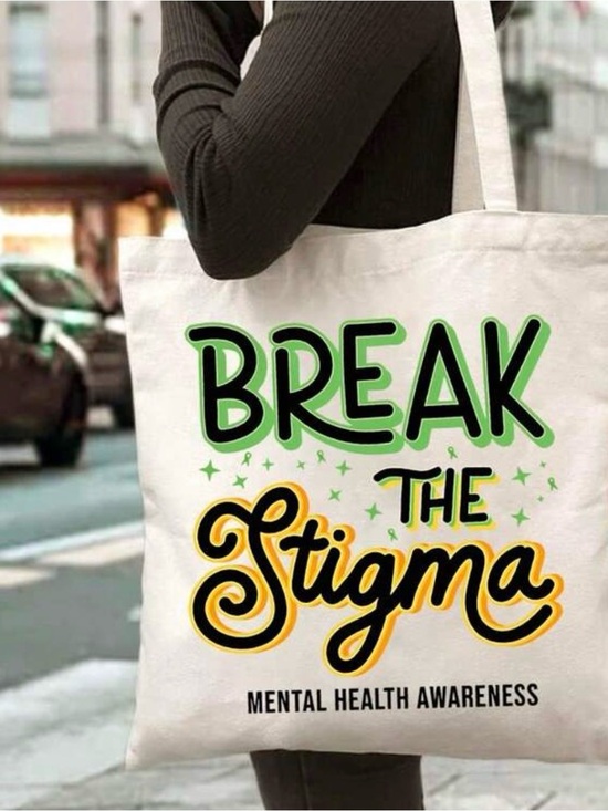 Handbags - Sale‼️ Break the Stigma Canvas Tote Bag - Mental Health Awareness